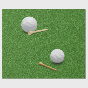 Papier Cadeau Balle de golf et tee sur fond d'herbe verte