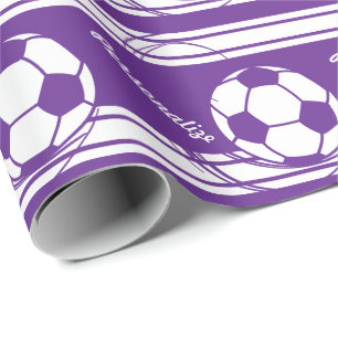 Papier Cadeau Balle de soccer violet sportif