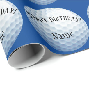 Papier Cadeau Baller Golf Nom personnalisé Joyeux Anniversaire