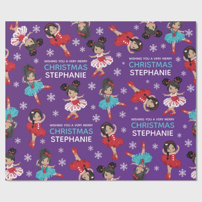 Papier Cadeau Ballerina de Noël multiculturelle (Plat)