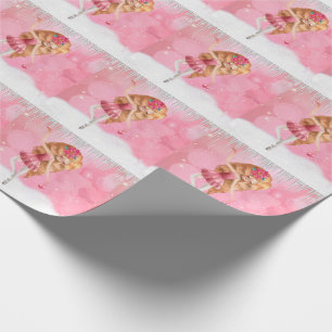 Papier Cadeau Ballerina de Noël rose danser dans la neige