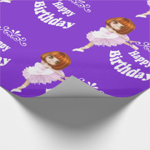 Papier Cadeau Ballerina Girl Ballet Danser Joyeux anniversaire