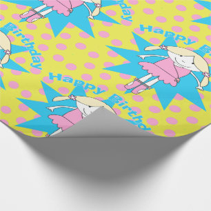 Papier Cadeau Ballerina Girl Joyeux ballet d'anniversaire