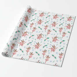 Papier Cadeau Ballerina Reindeer et Bows Noël