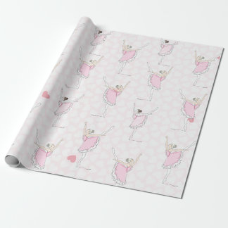 Papier Cadeau Ballerina rose Coeur rose Fille danseuse