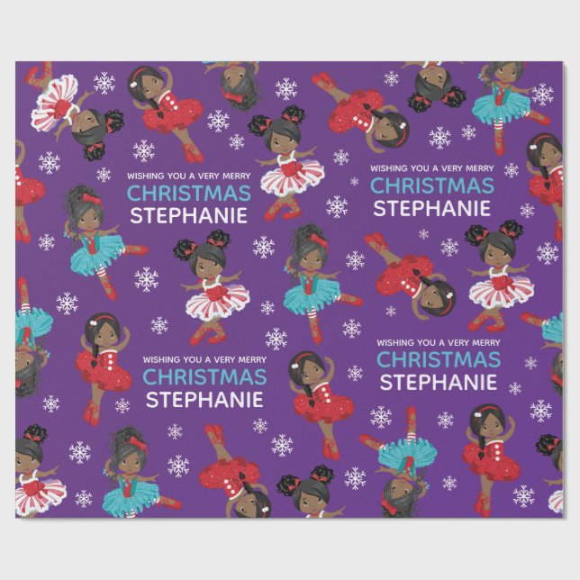 Papier Cadeau Ballerine noire de Noël (Plat)