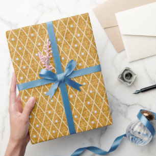 Papier Cadeau Balles de golf et clubs Argyle sur jaune doré