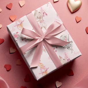 Papier Cadeau Ballet enfant personnalisé Ballerina Animaux roses