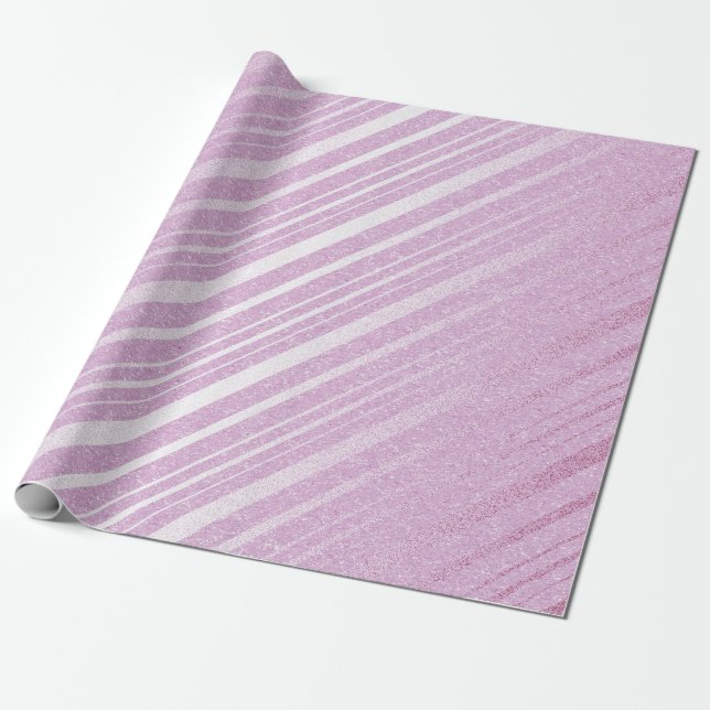 Papier Cadeau Ballet Rose Pastel Lignes Délicates De Bandes (Déroulé)