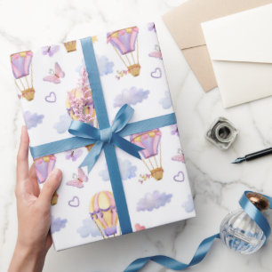 Papier Cadeau Ballon à Air Chaud Aquarelle Fantaisiste