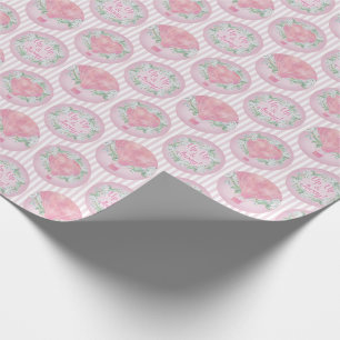 Papier Cadeau Ballon à air chaud de pêche rose - rayures