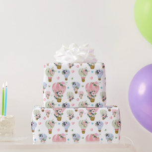 Papier Cadeau Ballon À Air Chaud Et Aquarelle Flush Flush