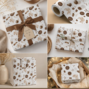Papier Cadeau Ballon Brun Terroux & Gâteau Bento Anniversaire 