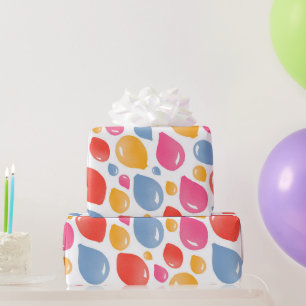 Papier Cadeau Ballon de fête mignon motif anniversaire fille