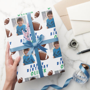 Papier Cadeau Ballon de football américain Sports Enfants Annive