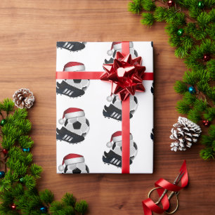 Papier Cadeau Ballon de football et chaussure de Noël