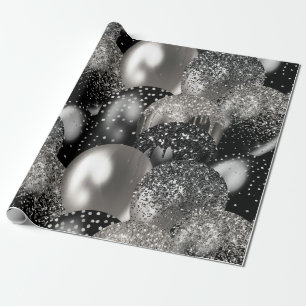 Papier Cadeau Ballons Anniversaire Black Silver Parties scintill