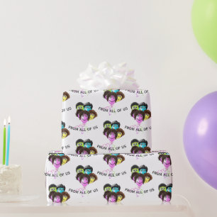 Papier Cadeau Ballons Anniversaire Drôles sur Fond Blanc