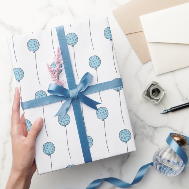 Papier Cadeau Ballons Bleus mignons avec Motif À petits pois (Cadeaux)