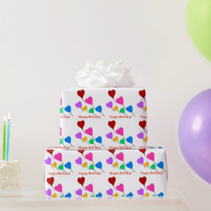 Papier Cadeau Ballons cardiaques d'anniversaire