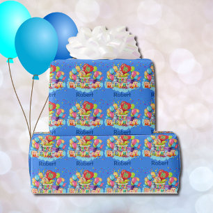 Papier Cadeau Ballons colorés Ajouter un nom AGE Anniversaire C