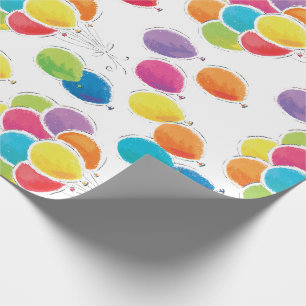 Papier Cadeau Ballons d'anniversaire colorés