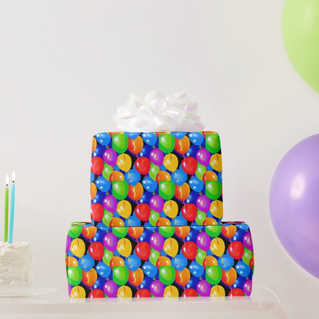 Papier Cadeau Ballons d'anniversaire colorés Plaque en papier (Cadeaux de fête)