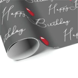 Papier Cadeau Ballons d'anniversaire rouge avec texte