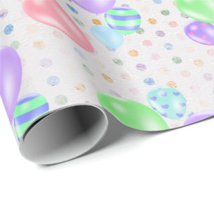 Papier Cadeau Ballons D'Anniversaire Sur Papier Enveloppé Pois