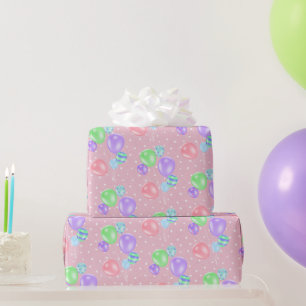 Papier Cadeau Ballons D'Anniversaire Sur Papier Enveloppé Pois