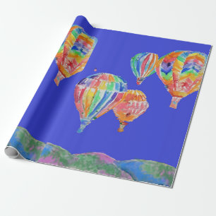 Papier Cadeau Ballons de ballon à air chaud Aquarellage de l'aqu