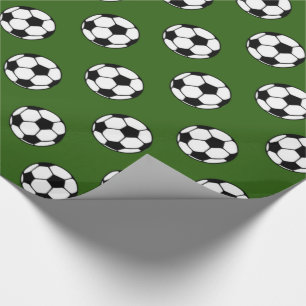 Papier Cadeau Ballons de football noirs et blancs sur le vert