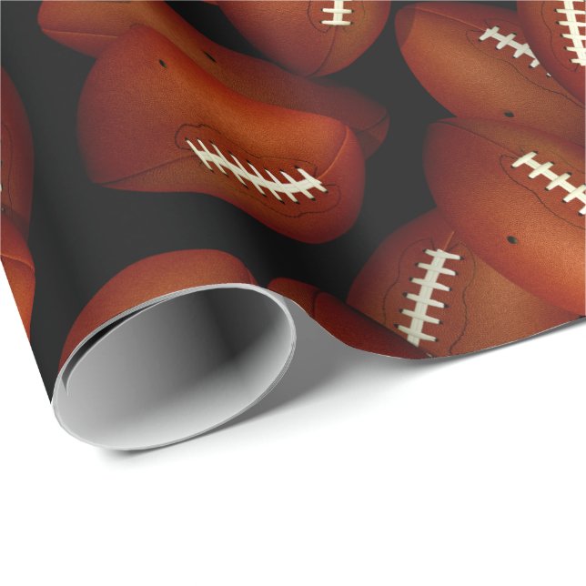 Papier Cadeau Ballons de football sans fin motif sports d'automn (Coin rond)