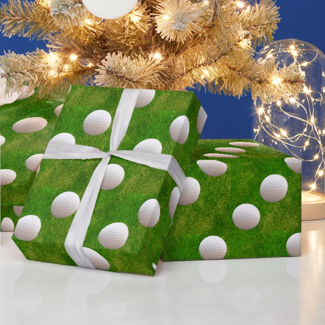 Papier Cadeau Ballons de golf sur l'herbe verte (Vacances)