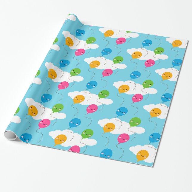 Papier Cadeau Ballons de Kawaii (Déroulé)