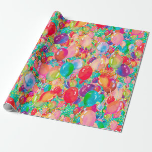 Papier Cadeau ballons doux multicolores rouges