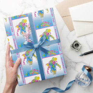 Papier Cadeau Ballons et rubans d'anniversaire