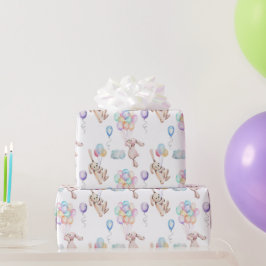 Papier Cadeau Ballons flottants lapin lapin dans les enveloppeme