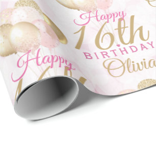 Papier Cadeau Ballons glamour 16e anniversaire