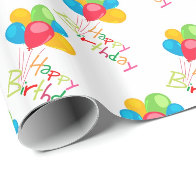 Papier Cadeau Ballons Joyeux anniversaire (Coin rond)