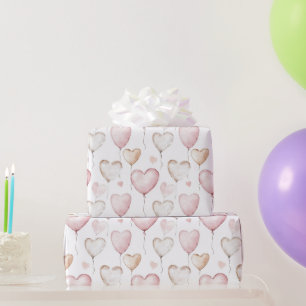 Papier Cadeau Ballons roses et blancs pour anniversaire