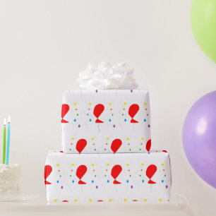 Papier Cadeau Ballons rouges avec motif confetti coloré