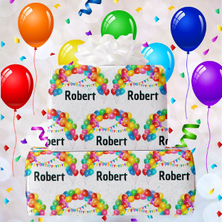 Papier Cadeau Balloon Arch Anniversaire Célébration Ajouter le n