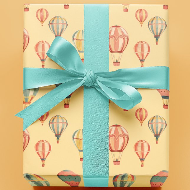 Papier Cadeau Balloons à air chaud Baby shower jaune (Créateur téléchargé)