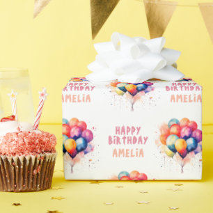 Papier Cadeau Balloons Colorés Cadeau d'Anniversaire Enfant
