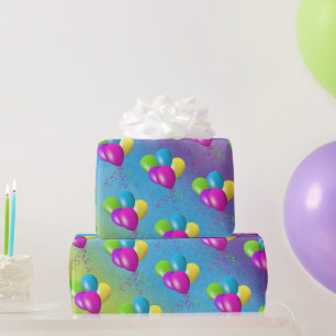 Papier Cadeau Balloons Sur Aquarelle Arc-En-Ciel Abstrait