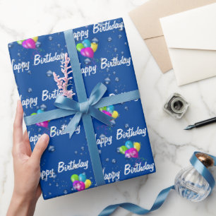 Papier Cadeau Ballotes à gouttes d'eau sur bleu