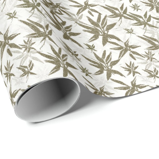 Papier Cadeau Bamboo on White Sheers - Seamless surface (Coin rond)