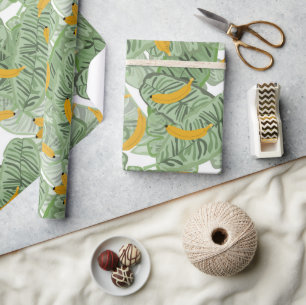Papier Cadeau Banane tropicale moderne Motif vert