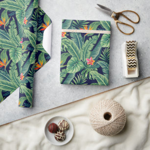 Papier Cadeau Banane tropicale Monstera Palm Feuilles & Fleurs